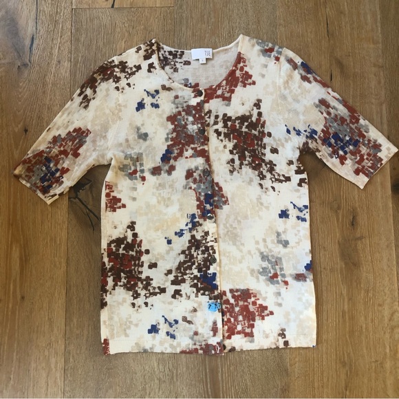 STUNNING TSE cashmere top/ cardigan floral like/ abstract - Picture 3 of 8